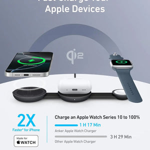 Anker MagGo MagSafe Compatible 2-in-1 Charger, Qi2 Certified 15W Fast Charge
