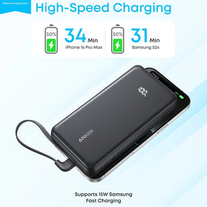 Anker Zolo Power Bank (20K, 22.5W, Built-In USB-C Cable)