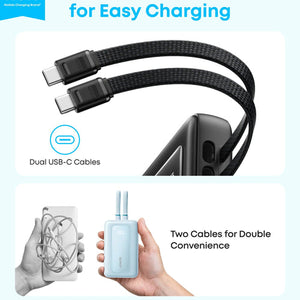 Anker Zolo Power Bank (10K, 35W, Built-In Dual USB-C Cables