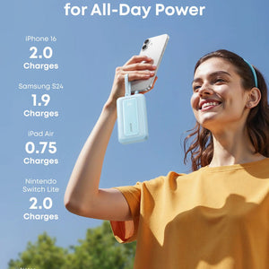 Anker Zolo Power Bank (10K, 35W, Built-In Dual USB-C Cables