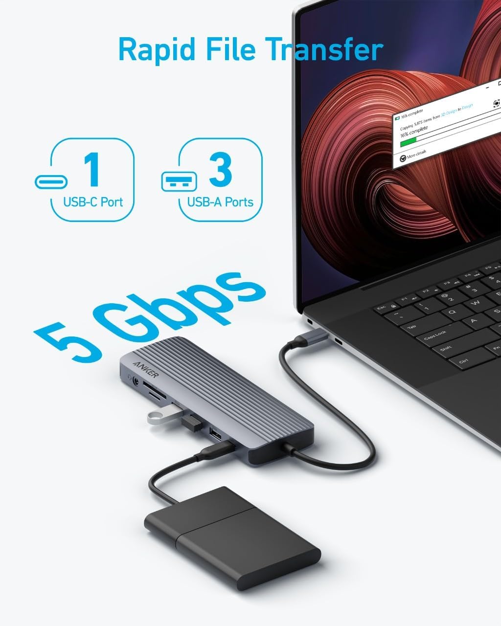 Anker 552 USB-C Hub (9-in-1, 4K HDMI) - Black