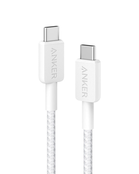 Anker Charging Cable USB-C to USB-C 2.0 Nylon Cable 6ft, 1.8 M 60W White