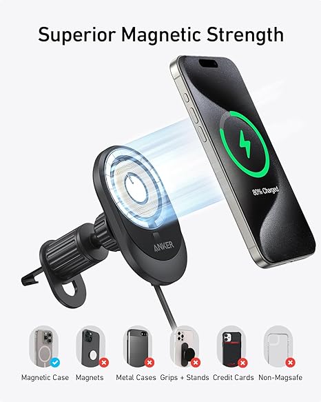 Anker MagGo Wireless Car Charger (15W)