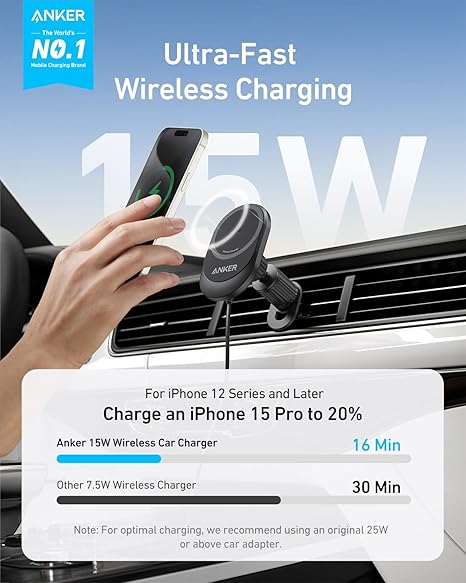 Anker MagGo Wireless Car Charger (15W)