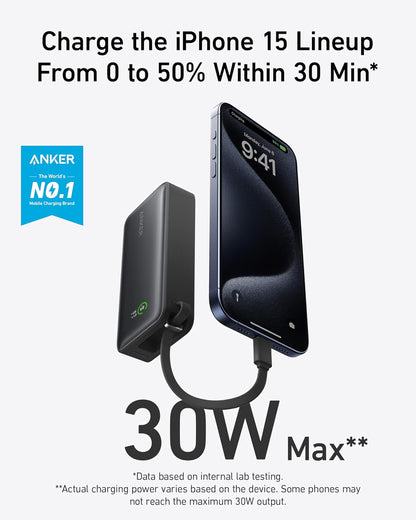 Anker Nano Power Bank (30W,Built-In USB-C Cable)