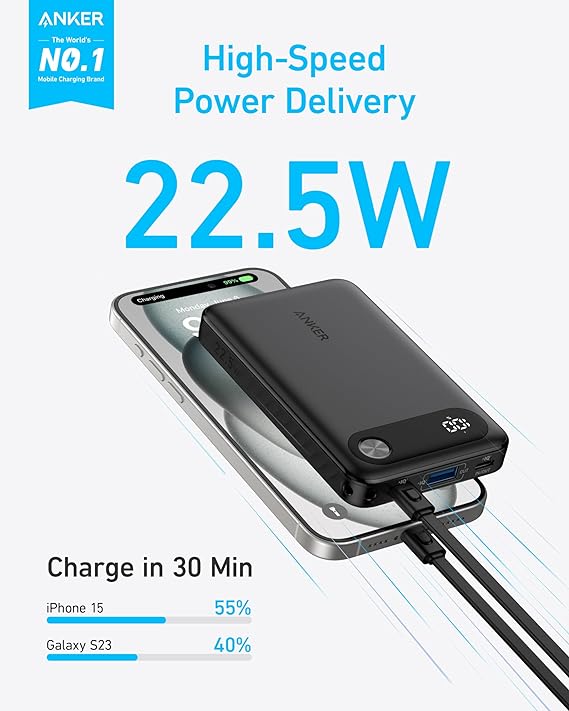 Anker Power Bank (10,000mAh, 22.5W) Black