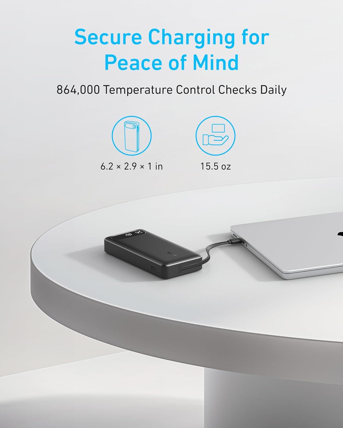 Anker Power Bank (20K, 87W, Built-In USB-C Cable)