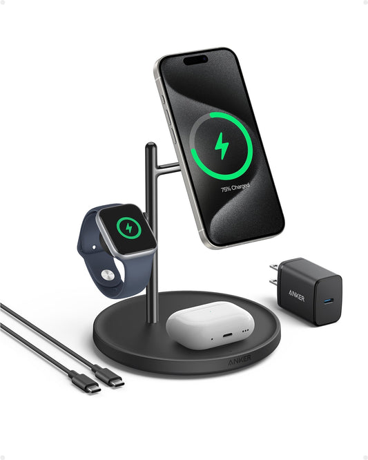 Anker MagGo Wireless Charging Station (15W, 3-in-1 Stand)