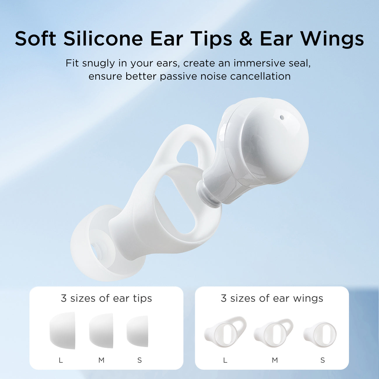 CozydotsSeries JR-TS2 True Wireless Sleep Earbuds-White ANC noise reduction