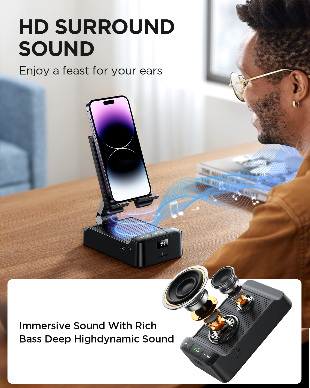 JR-MH01 Wireless Speaker with Phone Holder