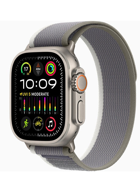 Watch Ultra 2 GPS + Cellular, 49mm Titanium Case With Green/Grey Trail Loop