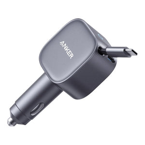 Anker Nano Car Charger (75W, USB-C Port, Built-In Retractable USB-C Cable) Gray 1 — Gray