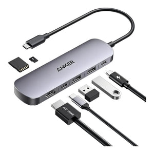 Anker USB C Hub, (7-in-1 Multi-Port USB Adapter) for Laptops — Gray