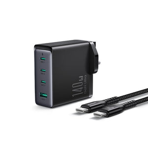 GaN Ultra JR-TCG05EU 140W 3C1A Fast Charger- Black+240W C to C Cable 1.2m-Black (EU)