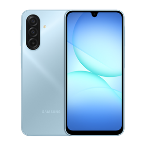 Samsung Galaxy A17 Light Blue — front and back