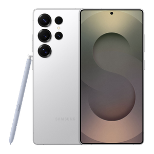 Samsung Galaxy S25 Ultra Titanium Whitesilver — front and back
